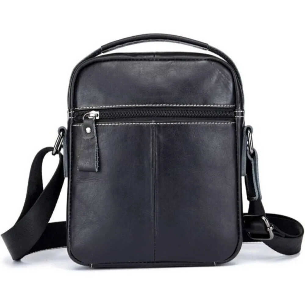 💫 Men Black Leather Genuine Sling Small Pack Crossbody Business Messenger Bags